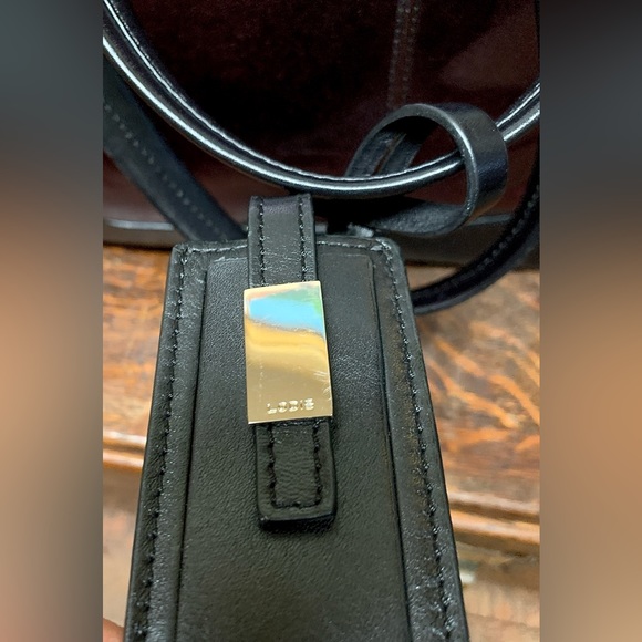 LODIS Black Leather Purple Aluminum Flash Laptop Tote Overnight Handbag Purse - Picture 12 of 16